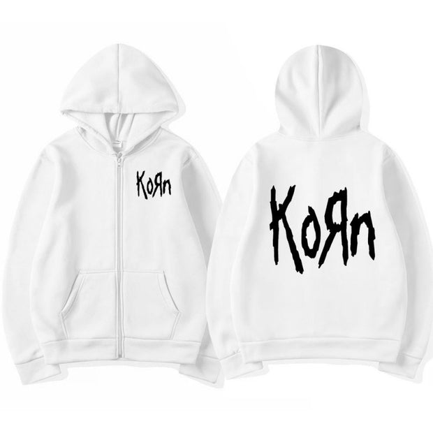 Printed Zipper Hoodie