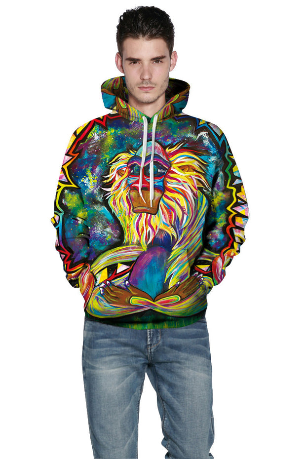 3D Monkey Print Hoodie