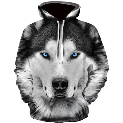 3D Wolf Print Hoodie