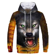 3D Wolf Print Hoodie