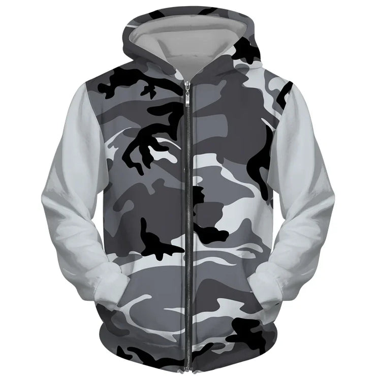 Men's Camouflage Zip-Up Hoodie - Comfortable, Fashionable, Casual Wear, Everyday Use, Stylish Men's Hoodie, Cozy Men's Jacket