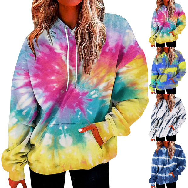 Women’s tie-dye hoodies.