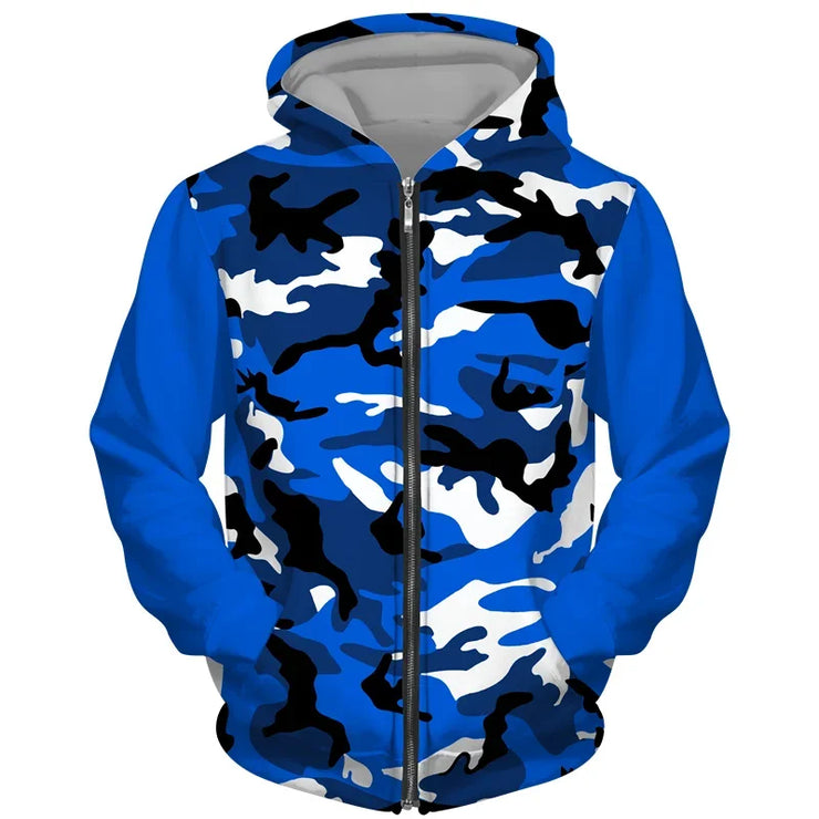 Men's Camouflage Zip-Up Hoodie - Comfortable, Fashionable, Casual Wear, Everyday Use, Stylish Men's Hoodie, Cozy Men's Jacket