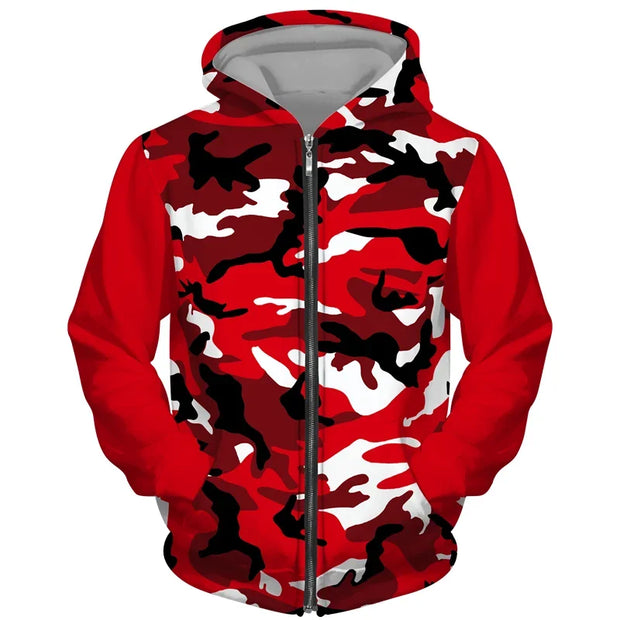 Men's Camouflage Zip-Up Hoodie - Comfortable, Fashionable, Casual Wear, Everyday Use, Stylish Men's Hoodie, Cozy Men's Jacket