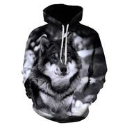 3D Wolf Print Hoodie